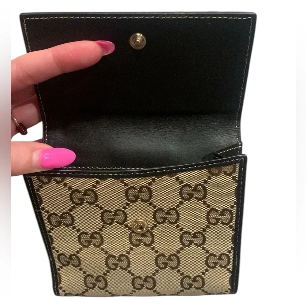 Gucci gold heart canvas and leather bifold wallet - Picture 4 of 9